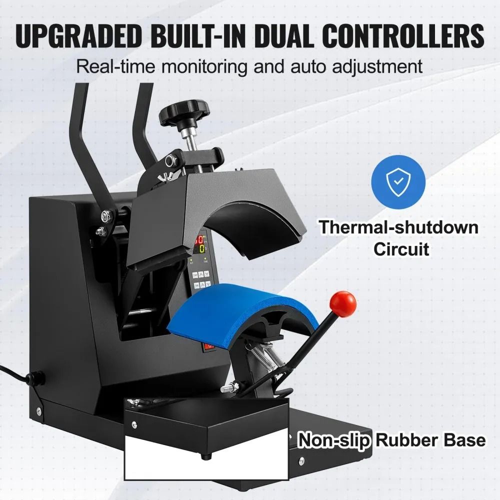 Cap Heat Press Machine Hat Heat Press Sublimation Transfer LCD Digital Timer Temperature Control Cu 5