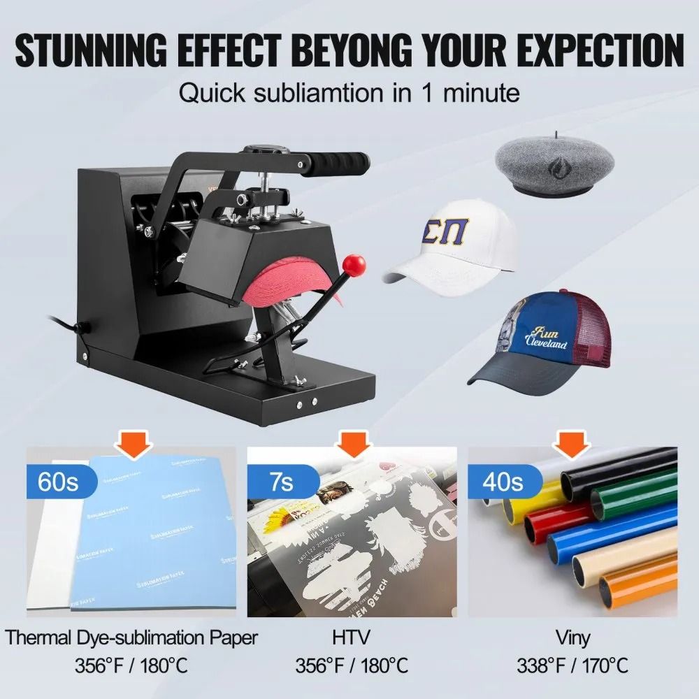 Cap Heat Press Machine Hat Heat Press Sublimation Transfer LCD Digital Timer Temperature Control Cu 2