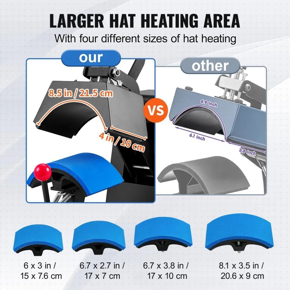 Cap Heat Press Machine Hat Heat Press Sublimation Transfer LCD Digital Timer Temperature Control Cu 4
