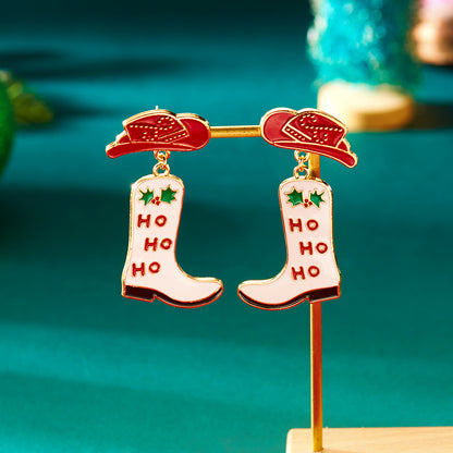 Cute Snowman, Colorful Crystal Zircon, Dangle Earrings For Women, Christmas Tree Snowflake Bow, Xmas New Year Party Gift