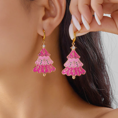 Cute Snowman, Colorful Crystal Zircon, Dangle Earrings For Women, Christmas Tree Snowflake Bow, Xmas New Year Party Gift