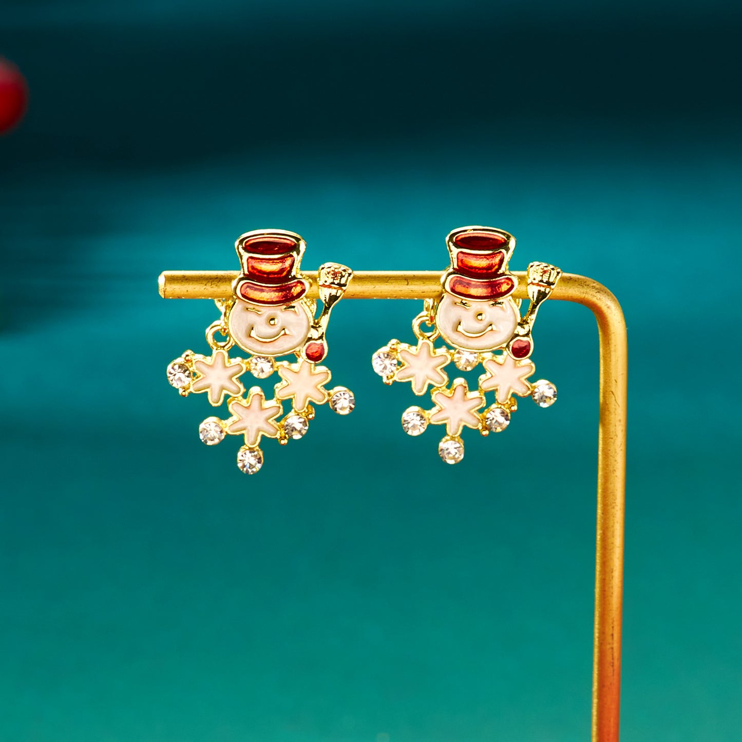 Cute Snowman, Colorful Crystal Zircon, Dangle Earrings For Women, Christmas Tree Snowflake Bow, Xmas New Year Party Gift