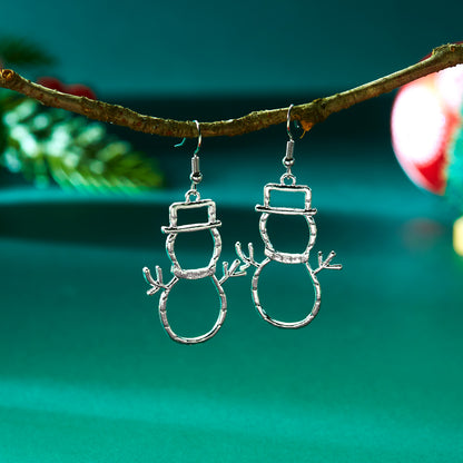 Cute Snowman, Colorful Crystal Zircon, Dangle Earrings For Women, Christmas Tree Snowflake Bow, Xmas New Year Party Gift