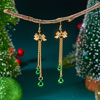 Cute Snowman, Colorful Crystal Zircon, Dangle Earrings For Women, Christmas Tree Snowflake Bow, Xmas New Year Party Gift