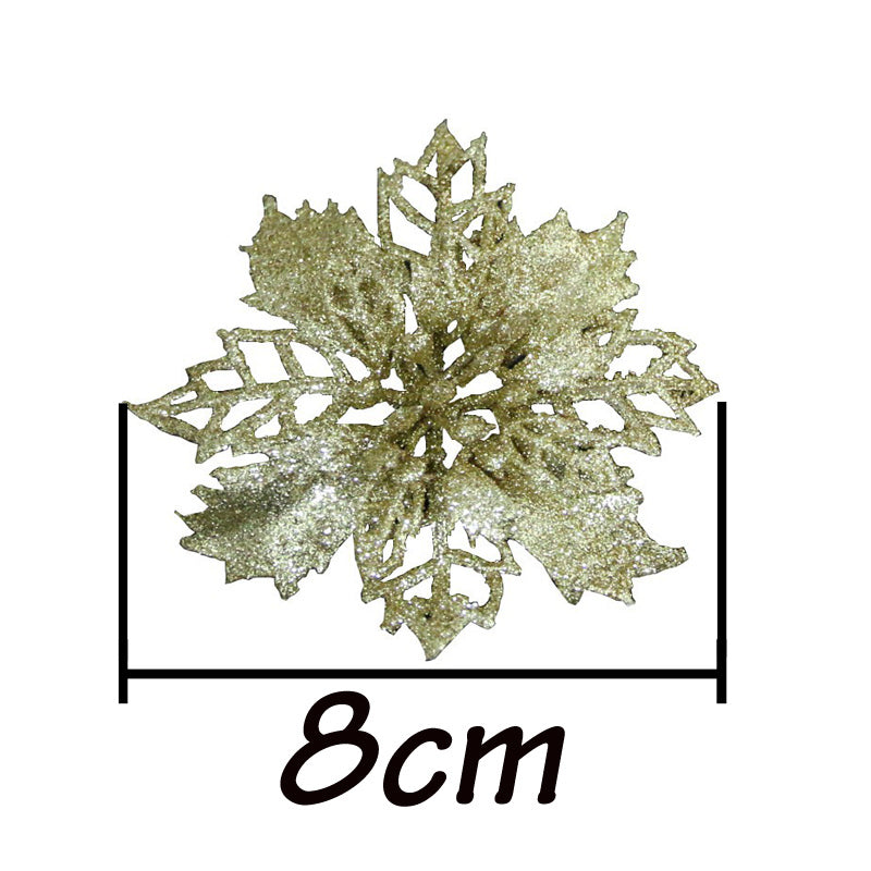 Artificial Christmas Tree Glitter Flower Decorations Xmas Ornaments New Year Gift 3
