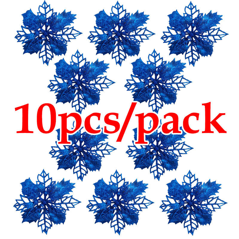 Artificial Christmas Tree Glitter Flower Decorations Xmas Ornaments New Year Gift 9