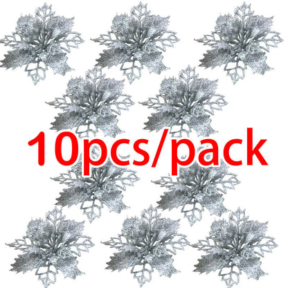 Artificial Christmas Tree Glitter Flower Decorations Xmas Ornaments New Year Gift 11