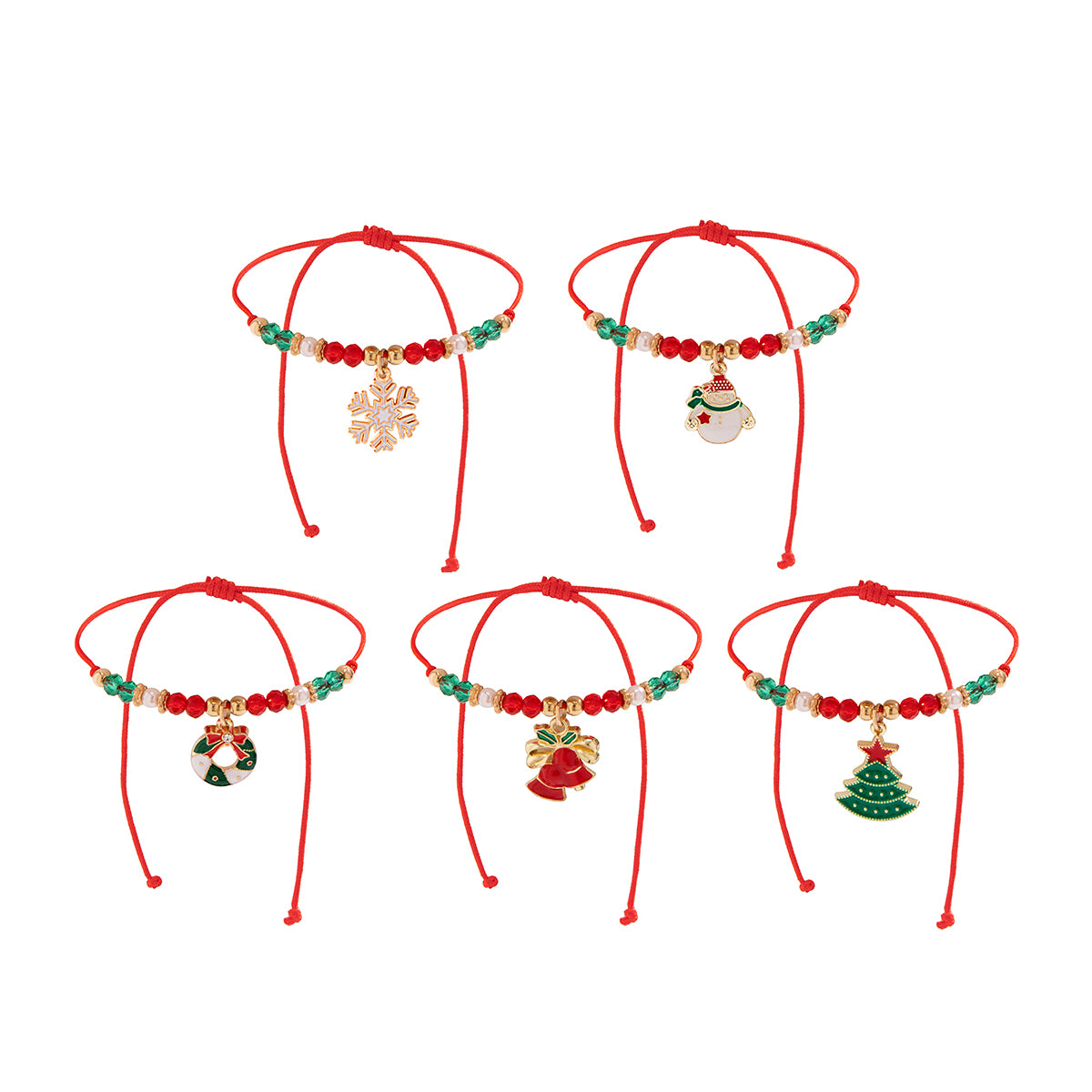 Snowflake Tree Pendant Crystal Cute Christmas Series Women Beads Adjustable Thread Rope Bracelet 4