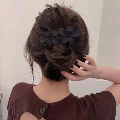 Matte Bloom Flower Hair Clip Set  4Piece French Barrette  Hair Claw Floral Clips For Women 3