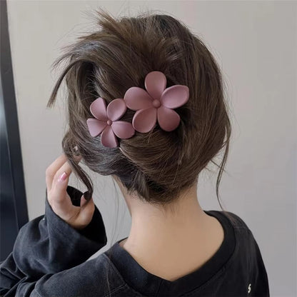 Matte Bloom Flower Hair Clip Set  4Piece French Barrette  Hair Claw Floral Clips For Women 4