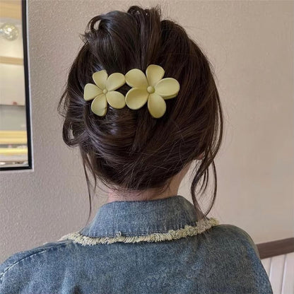Matte Bloom Flower Hair Clip Set  4Piece French Barrette  Hair Claw Floral Clips For Women 5