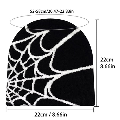 WebRide Y2K Unisex Knit Beanie  SpiderWeb Pattern Outdoor Hat For Men  Women 1