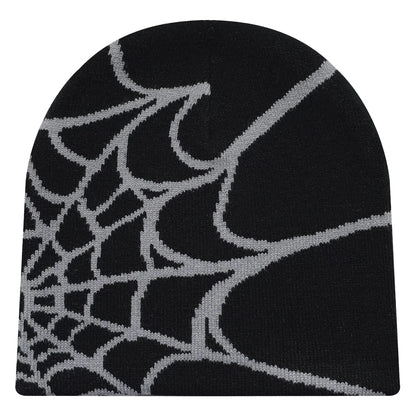 WebRide Y2K Unisex Knit Beanie  SpiderWeb Pattern Outdoor Hat For Men  Women 4