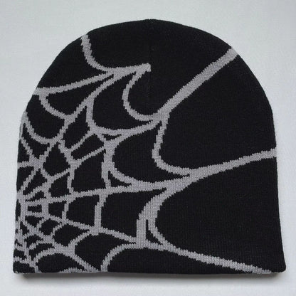 WebRide Y2K Unisex Knit Beanie  SpiderWeb Pattern Outdoor Hat For Men  Women 11