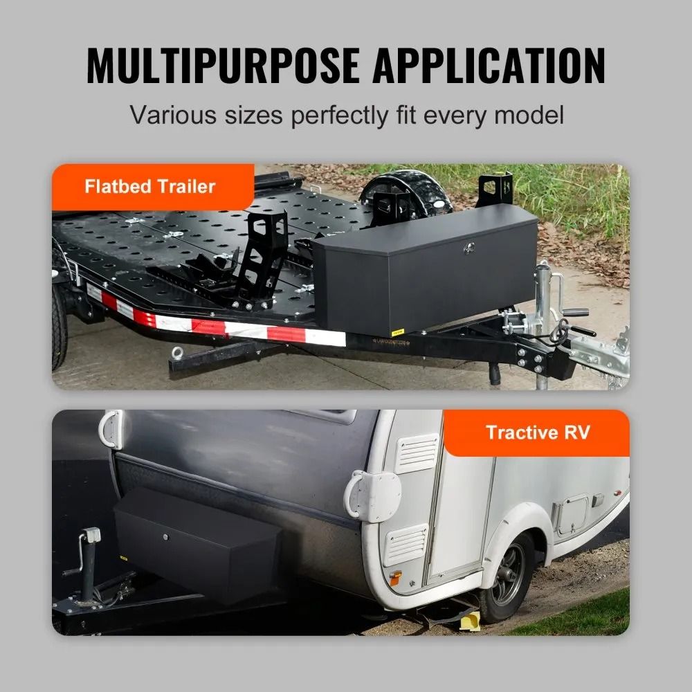 Trailer Tongue Tool Box Carbon Steel Heavy Duty Storage Chest RV Utility Trailer Box With Lock And  3
