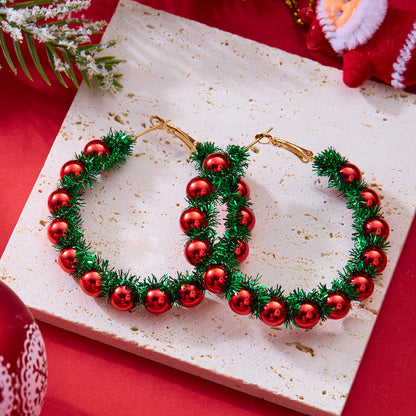 Women Jewelry Christmas Tree Bell Earrings Fashion Red Green Xmas Stud Wreath Star Bowknot Dangle D 5