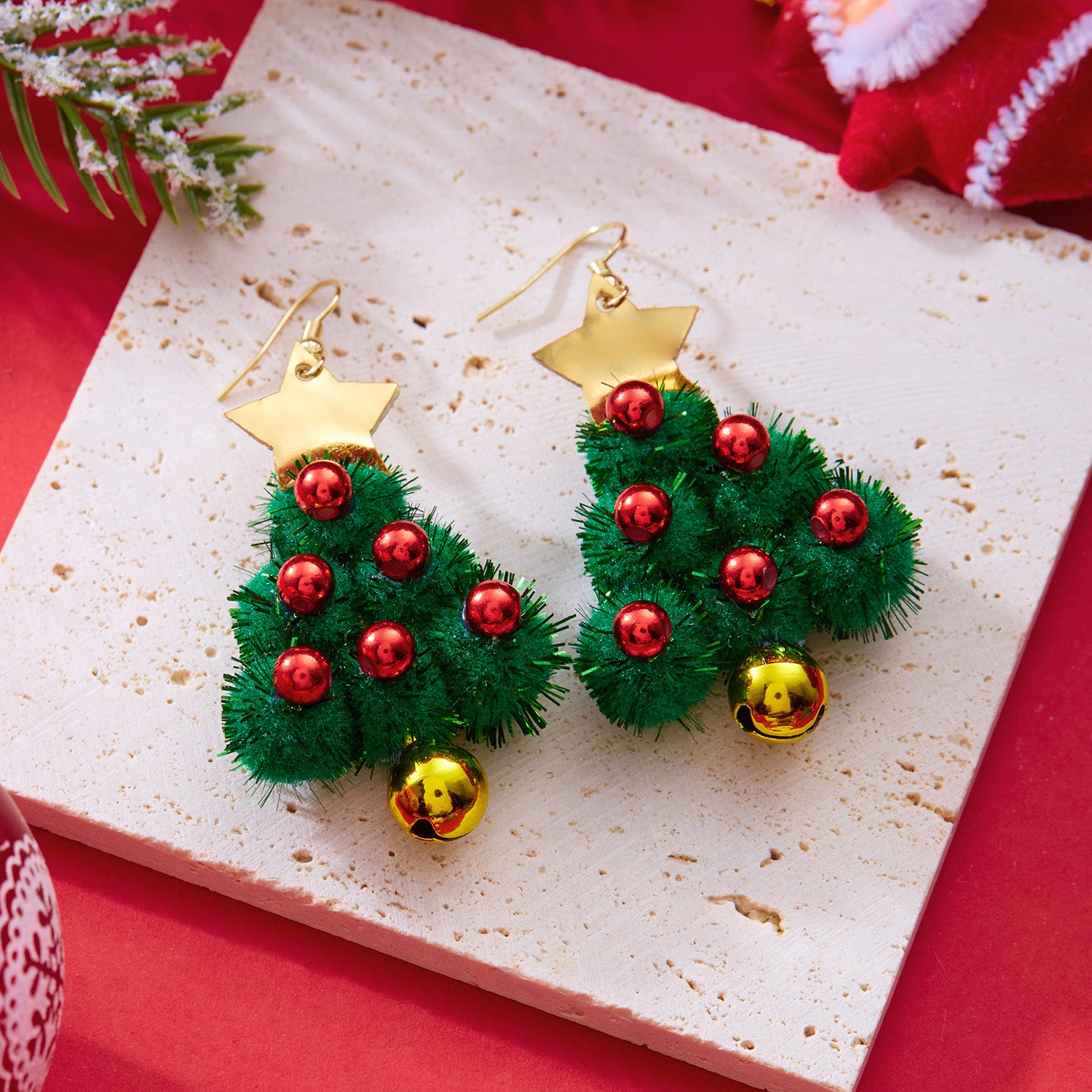 Women Jewelry Christmas Tree Bell Earrings Fashion Red Green Xmas Stud Wreath Star Bowknot Dangle D 7