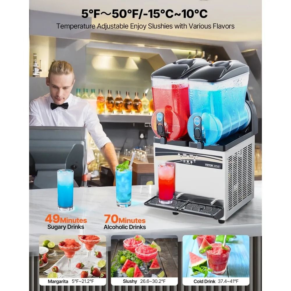 Slushie Maker Commercial Frozen Drink Machine Double Tank Slushy Maker Stainless Steel Margarita Sm 2