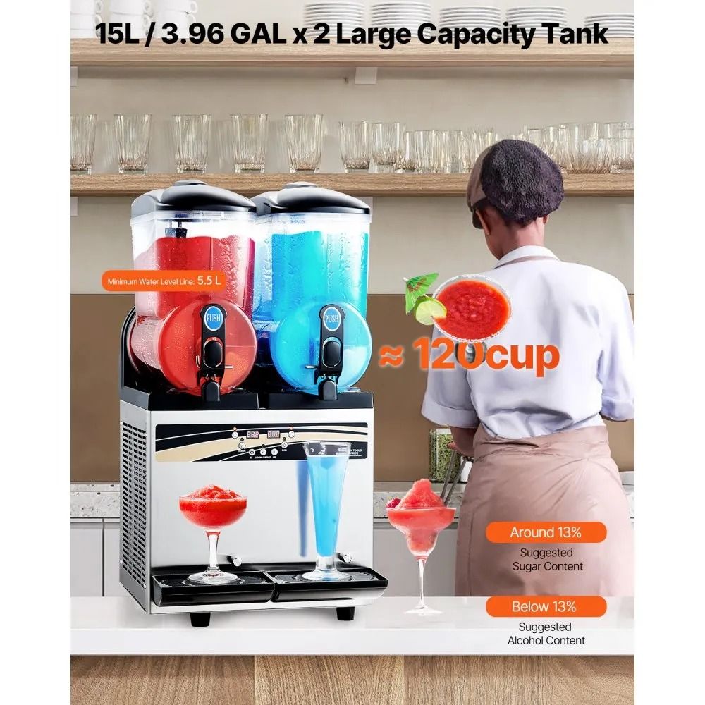 Slushie Maker Commercial Frozen Drink Machine Double Tank Slushy Maker Stainless Steel Margarita Sm 1