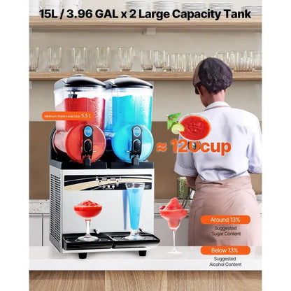 Slushie Maker Commercial Frozen Drink Machine Double Tank Slushy Maker Stainless Steel Margarita Sm 1