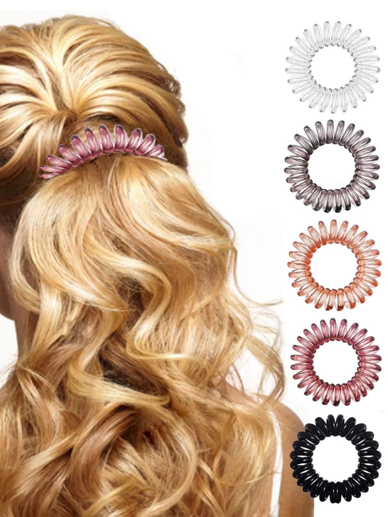 CoilFlex 18Pack NoCrease Hair Ties  MultiColor Waterproof Spiral Hair Bands 3