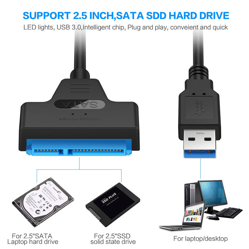USB Cable, SATA Pin Adapter, External HDD SSD, Hard Drive Connector