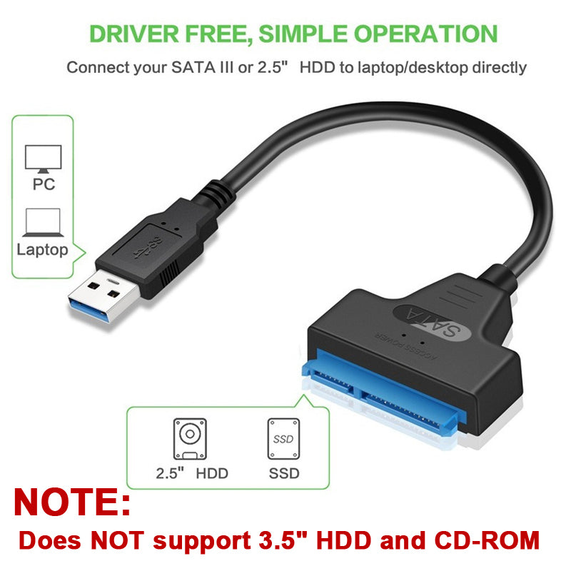 USB Cable, SATA Pin Adapter, External HDD SSD, Hard Drive Connector