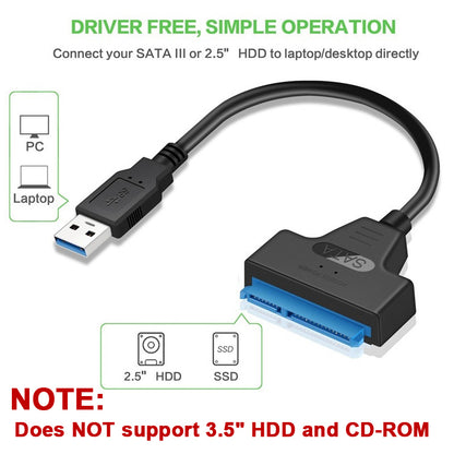 USB Cable, SATA Pin Adapter, External HDD SSD, Hard Drive Connector