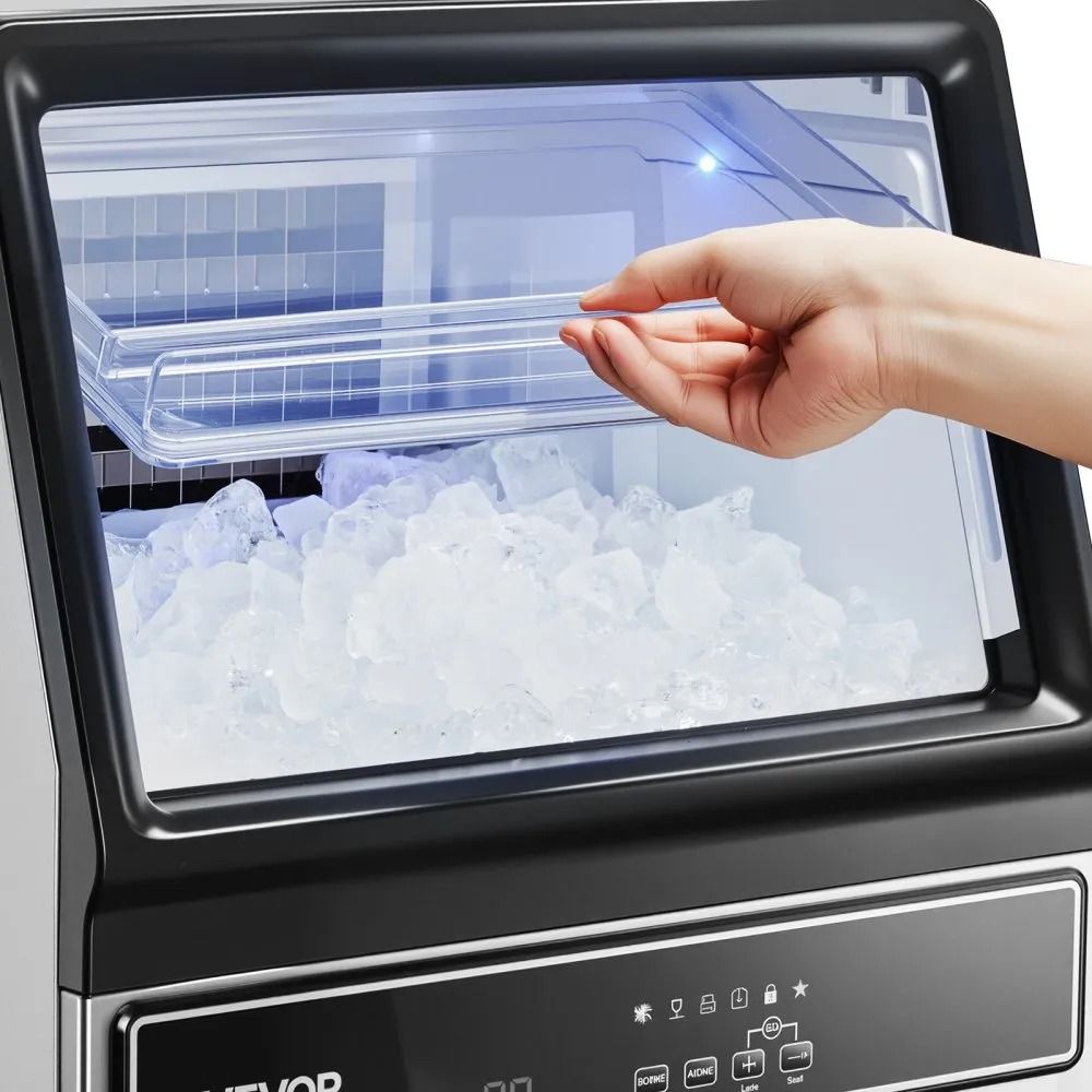 Stainless Steel Ice Maker Commercial Ice Maker Machine High Storage Freestanding Under Counter LED  6