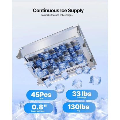 Stainless Steel Ice Maker Commercial Ice Maker Machine High Storage Freestanding Under Counter LED  2