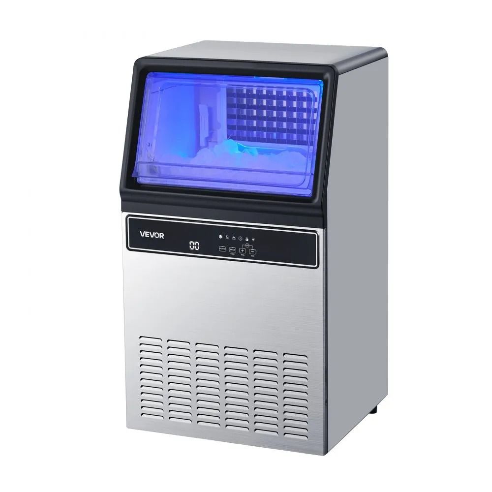 Stainless Steel Ice Maker Commercial Ice Maker Machine High Storage Freestanding Under Counter LED  9