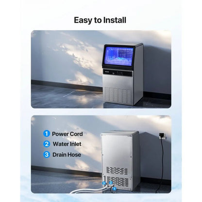 Stainless Steel Ice Maker Commercial Ice Maker Machine High Storage Freestanding Under Counter LED  4