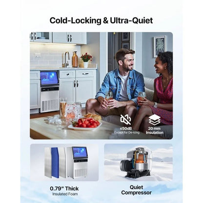 Stainless Steel Ice Maker Commercial Ice Maker Machine High Storage Freestanding Under Counter LED  3