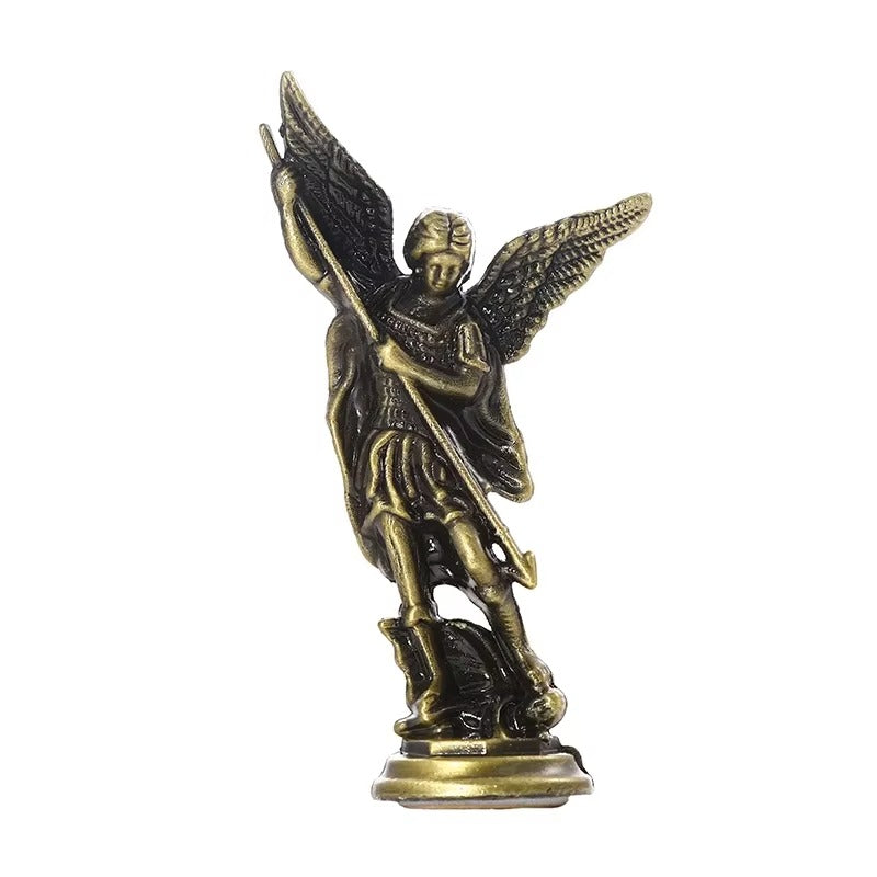 Zinc Alloy Crafts Christian Saint Michael Figurine Tabletop Desktop Archangel Defeating Satan Guard 7