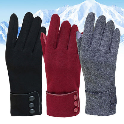 New Female Autumn Winter Warm Gloves, Fleece Lined Thermal Full Finger, Women Cotton Touch Screen Gloves