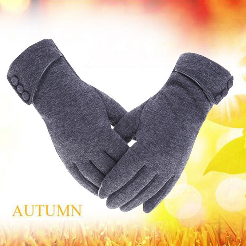New Female Autumn Winter Warm Gloves, Fleece Lined Thermal Full Finger, Women Cotton Touch Screen Gloves
