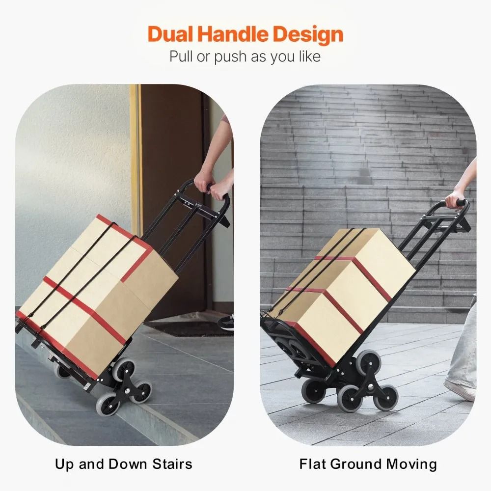 HeavyDuty Stair Climber Hand Truck Folding Stair Climbing Cart High Lbs Capacity Dual Handle Elasti 2