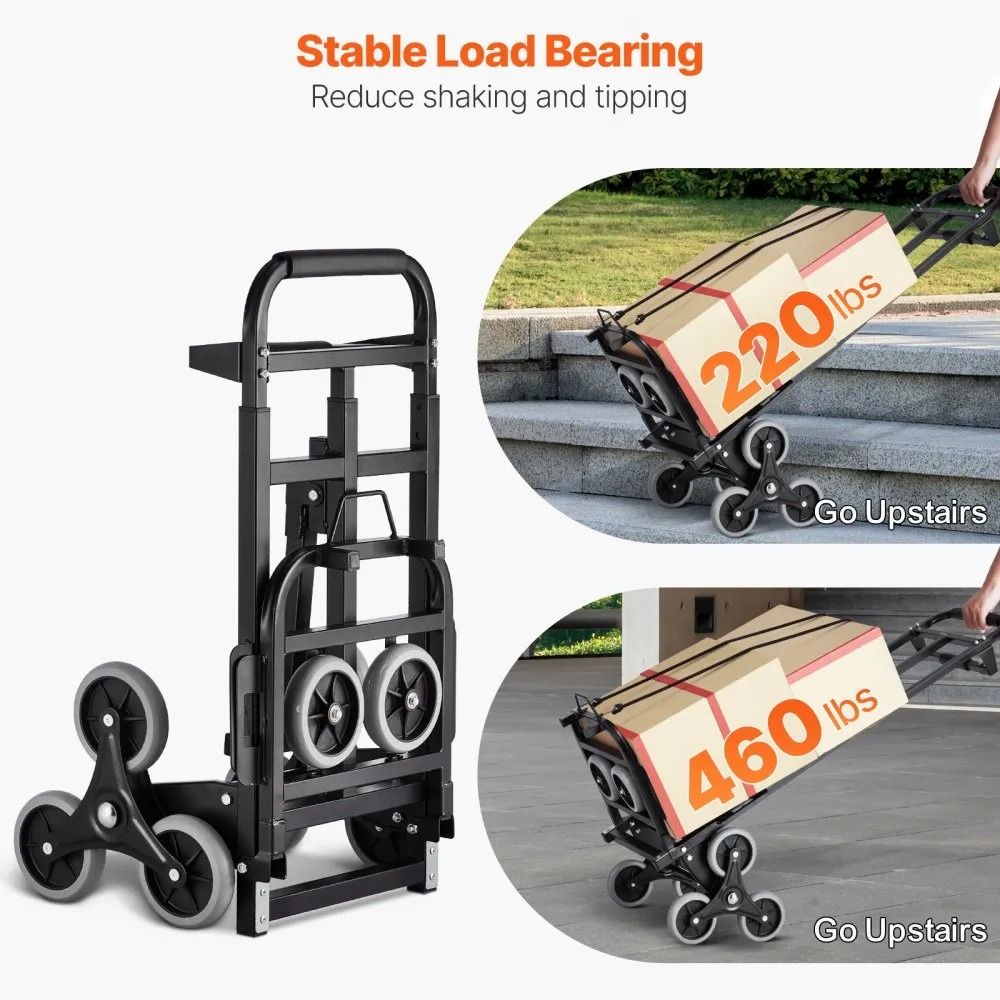 HeavyDuty Stair Climber Hand Truck Folding Stair Climbing Cart High Lbs Capacity Dual Handle Elasti 3