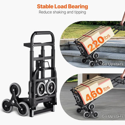 HeavyDuty Stair Climber Hand Truck Folding Stair Climbing Cart High Lbs Capacity Dual Handle Elasti 3
