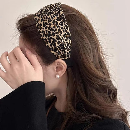 SoftCotton Vintage Leopard Headband  Solid  Print Elastic Hair Hoop For Women  Girls 10