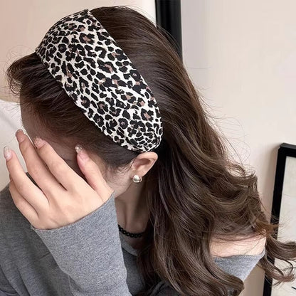 SoftCotton Vintage Leopard Headband  Solid  Print Elastic Hair Hoop For Women  Girls 11