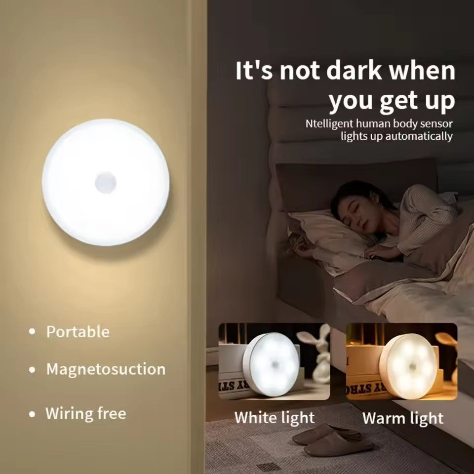 Mini LED Touch Sensor Portable Dimming Night Lamp USB Rechargeable Bedroom Magnetic Base Round Wall 1