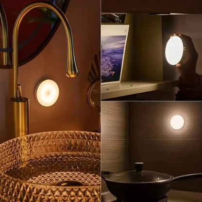 Mini LED Touch Sensor Portable Dimming Night Lamp USB Rechargeable Bedroom Magnetic Base Round Wall 2