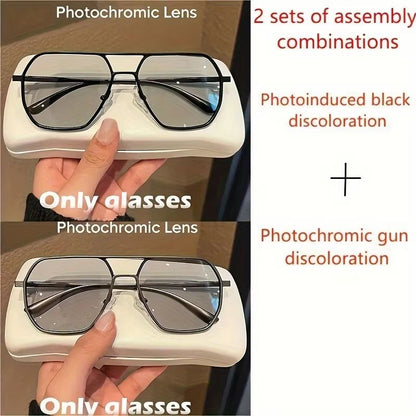DriveShade Photochromic Polarized Square Sunglasses  Metal Frame Unisex 11