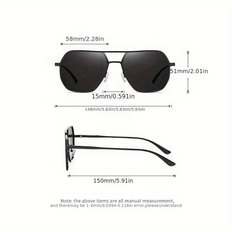 DriveShade Photochromic Polarized Square Sunglasses  Metal Frame Unisex 3