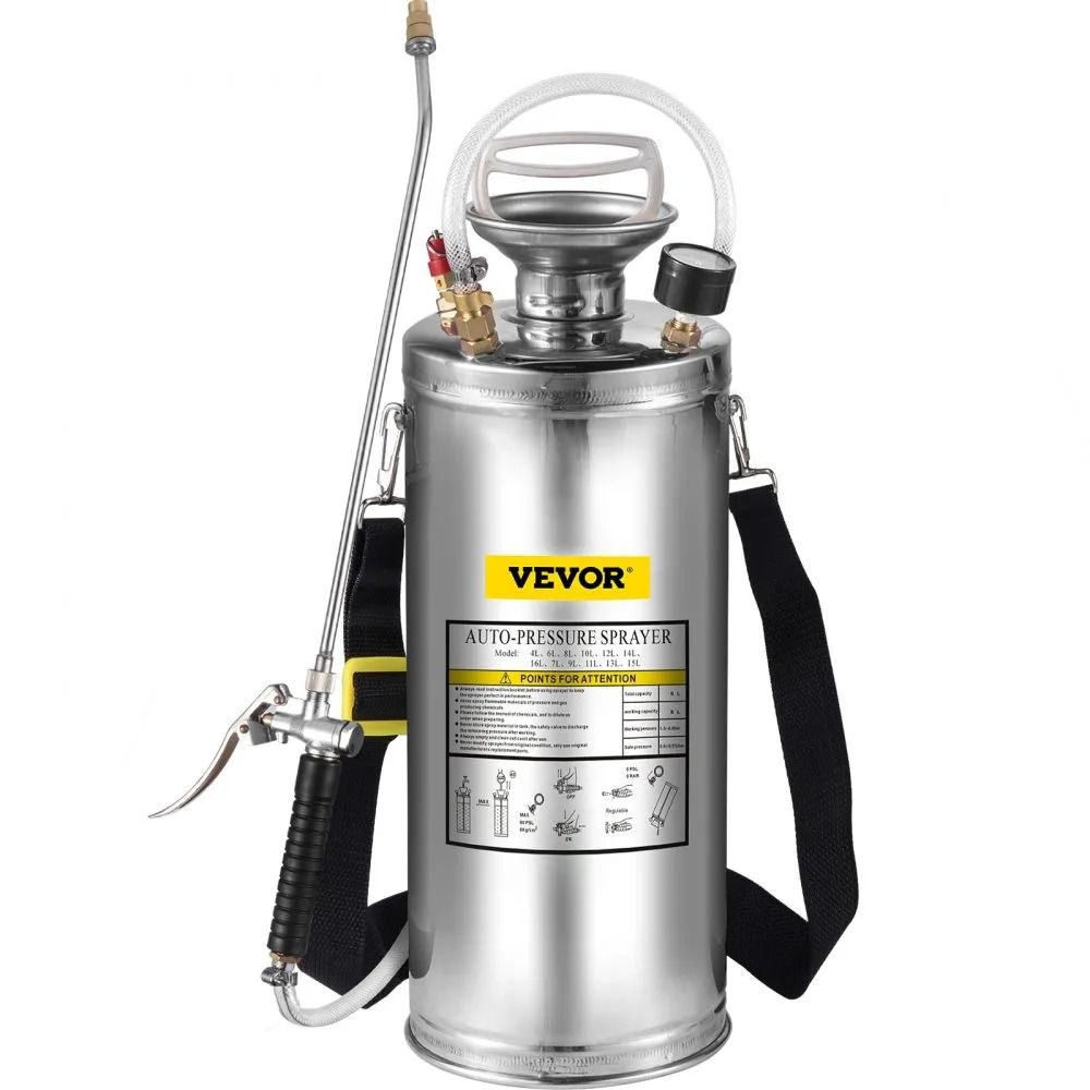 Hand Pump Sprayer Stainless Steel Adjustable Nozzle Sprayer With Safety Valve Pressure Gauge Set Wi 7
