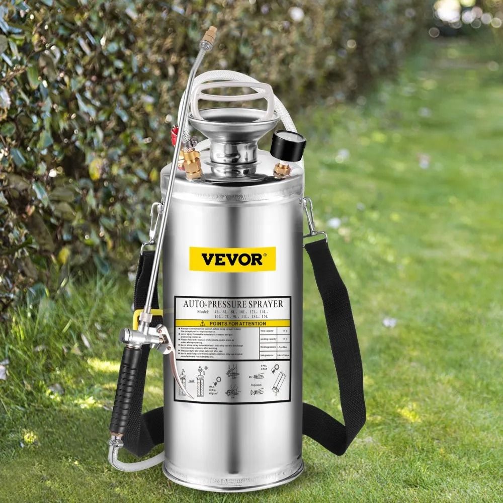 Hand Pump Sprayer Stainless Steel Adjustable Nozzle Sprayer With Safety Valve Pressure Gauge Set Wi 5