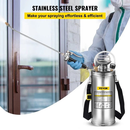 Hand Pump Sprayer Stainless Steel Adjustable Nozzle Sprayer With Safety Valve Pressure Gauge Set Wi 1