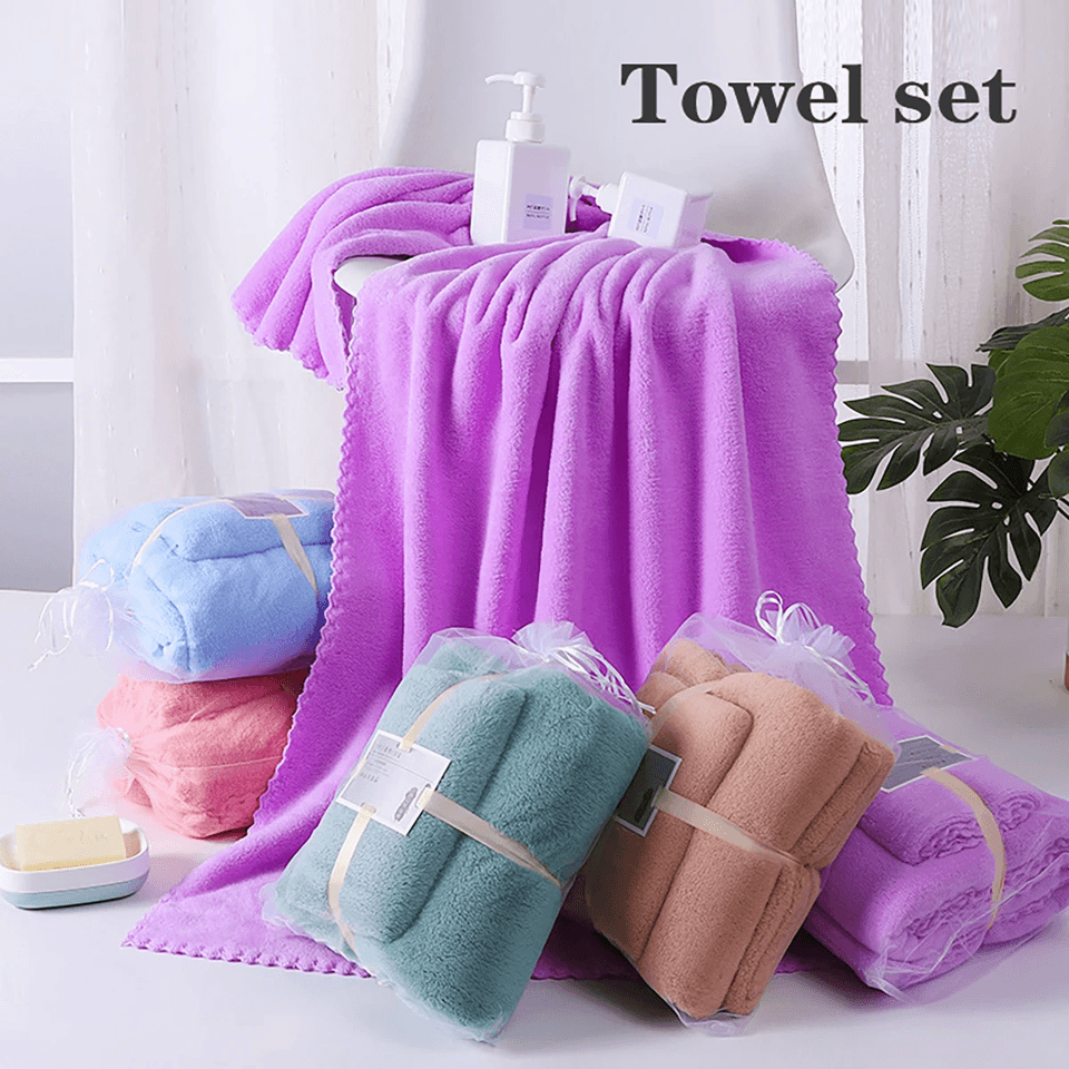 LuxeSoft Coral Velvet Bath Towel Set  Super Absorbent QuickDry 2Piece Collection 2