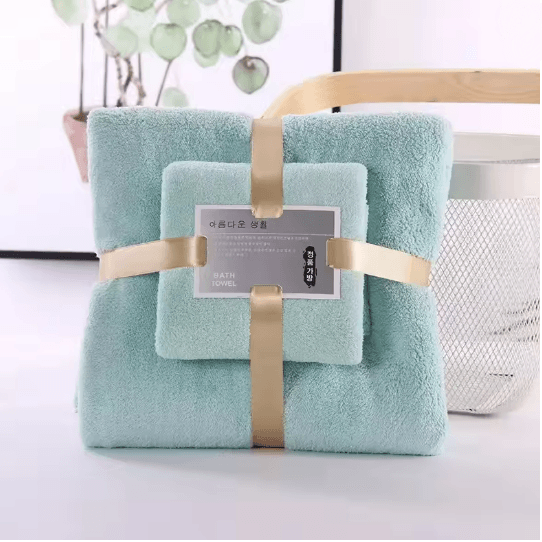 LuxeSoft Coral Velvet Bath Towel Set  Super Absorbent QuickDry 2Piece Collection 5
